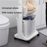 Panier à linge amovible poignées vêtements sales rangement organisateur panier salle de bain étagères supports blanchisserie avec roues