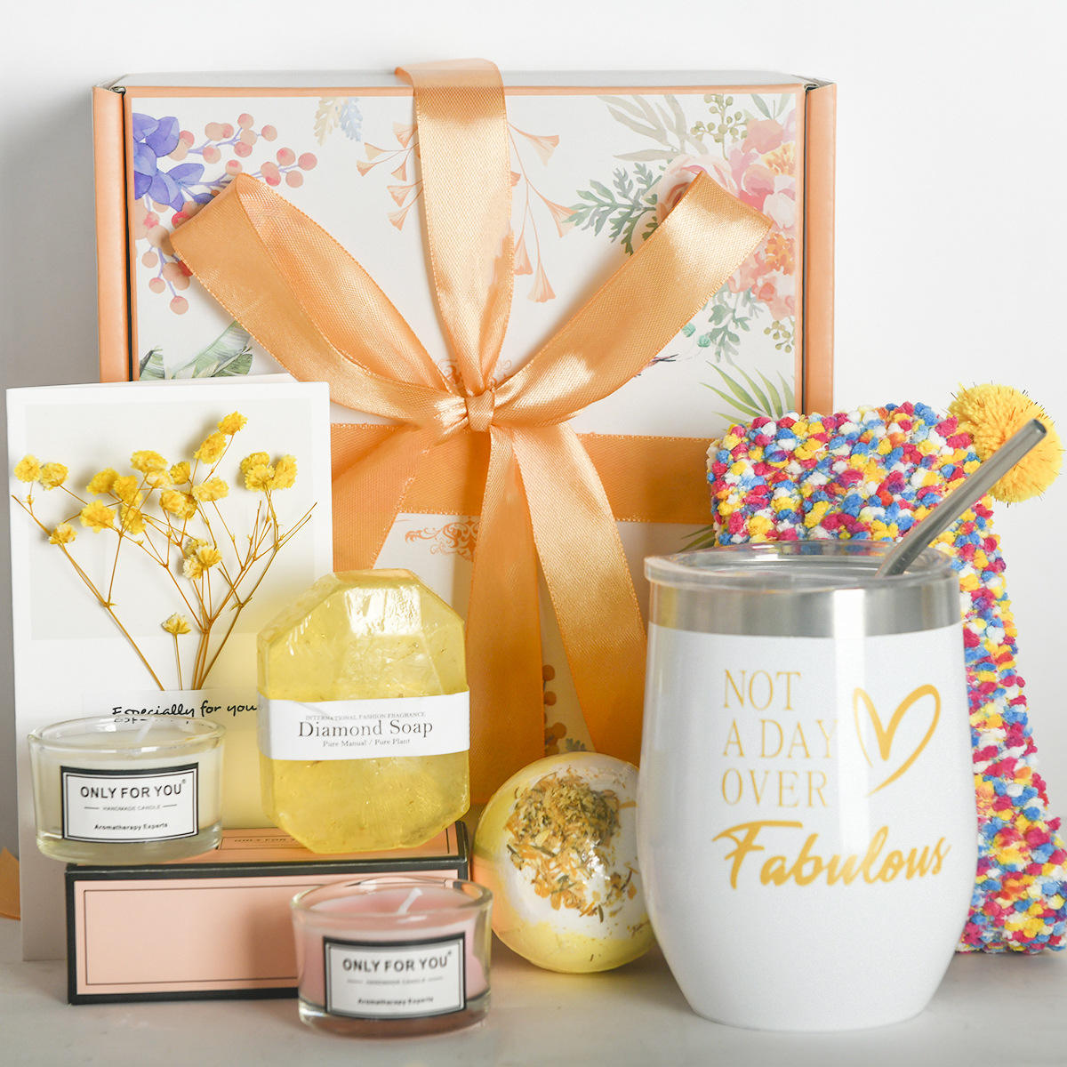 ชุด1-กล่องของขวัญดอกไม้ชุดสีเหลือง