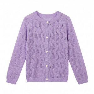 Cardigan <span class=keywords><strong>blanc</strong></span> ajouré élégant pour femme, style français, en maille pointelle, boutonné, pour tenues scintillantes, vente en gros - Product Image 4