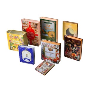Boîte en fer blanc personnalisée en forme de livre - Cadeau de Noël créatif en fer blanc de qualité alimentaire avec couvercle rabattable pour biscuits, gâteaux, bonbons, chocolats - Product Image 1
