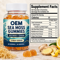 Gummies de mousse de mer avec sureau, vinaigre de cidre et algues de baleine, superaliment sans sucre pour le soutien intestinal et immunitaire, 60 unités