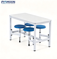 Ensemble table et chaises de cantine en bois, set de table pliant pour table à manger avec chemin de table, en métal, rectangulaire