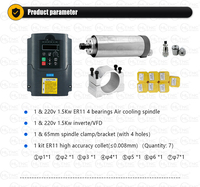 110V 220V 380V 65mm 24000RPM ER11 Collet Berpendingin Udara 1.5KW CNC Spindle Kit dengan VFD Mesin Bubut