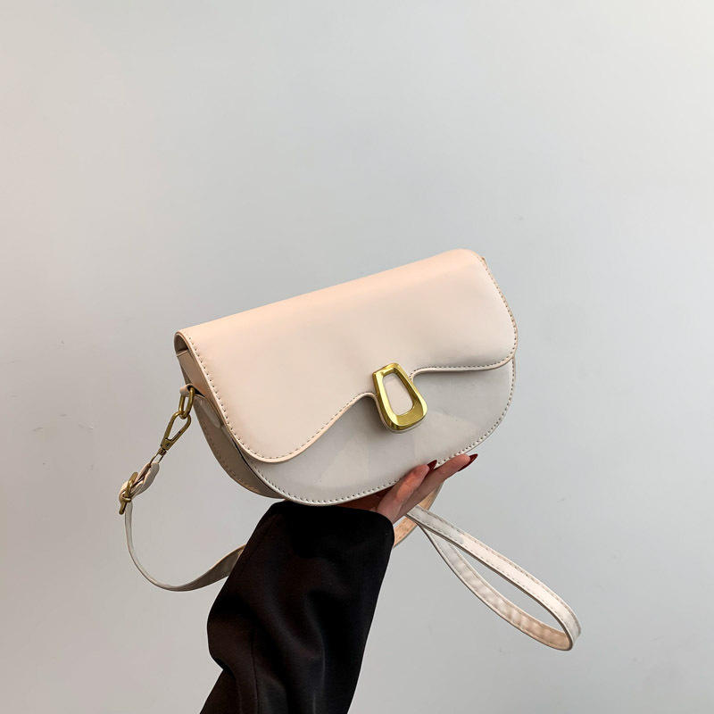 Retro Solid Color Single Shoulder Cross Body Saddle Bag Cheap Bags Women  Ladies Handbag Manufacturer Customize