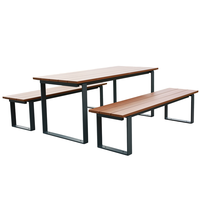 Meubles d'extérieur imperméables, table de pique-nique en bois pour camping, restaurant, parc, table à manger longue et ensemble de bancs