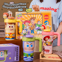 Bouteille d'eau isotherme en acier inoxydable Disney Cartoon 27oz avec couvercle, poignée, paille et compartiment à thé, idéale pour les cadeaux et les voyages