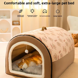 Nichoir universel pour chien, lit de couchage fermé et chaud pour animaux de compagnie, mobilier d'hiver durable, tente de luxe 100% coton - Product Image 1