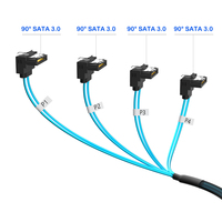 Mini SAS 36Pin 90 Putar Kiri SFF-8087 4-Port Sudut Kanan 90 SATA3.0 6Gbps Kabel Data Hard Drive Internal Server Nilon