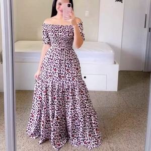 Nouvelle <span class=keywords><strong>robe</strong></span> longue maxi à imprimé floral, épaules dénudées, pour femmes, style euro-américain, printemps-été - Product Image 4