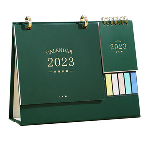 Custom Gold Coil Gift Box With Business Logo Label Stickers Memo Paper Triangle Vertical Table Wall Calendar Promotion Display