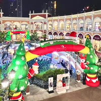 Arche gonflable de Noël Longgang 6m en tissu Oxford résistant au soleil avec Père Noël et sapin pour la promotion et la décoration des centres commerciaux