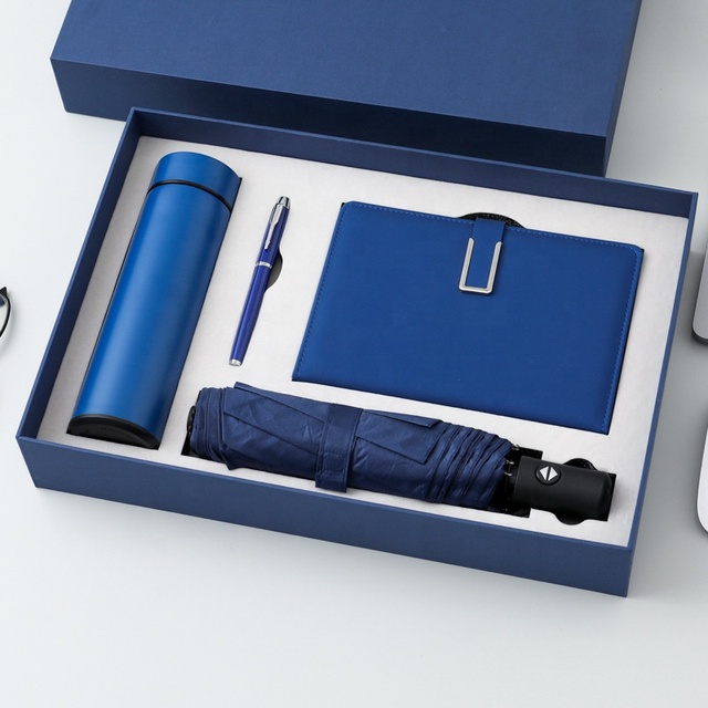 Box Printing Luxury Leather Notebook Pen Corporate Giveaways Umbrella Gift Cardboard Package with Box
