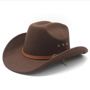 <span class=keywords><strong>Sombrero</strong></span> de vaquero occidental de nuevo estilo con ala grande estilo étnico Jazz Fedora para exportación de <span class=keywords><strong>Amazon</strong></span> <span class=keywords><strong>sombrero</strong></span> de lana con agujero de ojo lateral para Casual - Product Image 2