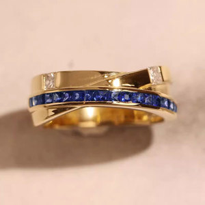 Double Layer Blue Color <b>Ring</b> Unisex Design Finger <b>Ring</b> <b>for</b> <b>Men</b> and Women - Product Image 6