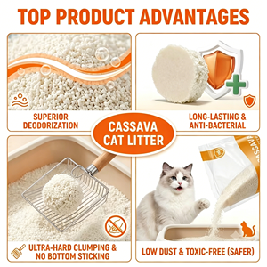 Litière pour chat à base de coco et de manioc, <span class=keywords><strong>anti</strong></span>-bactérienne, faible dispersion, pour appartement, vente en gros, fabrication en usine, marque privée, OEM, en vrac - Product Image 2