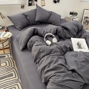 Ropa <span class=keywords><strong>de</strong></span> cama súper suave lavada, <span class=keywords><strong>funda</strong></span> nórdica sólida suave, Sábana plana, ropa <span class=keywords><strong>de</strong></span> cama colorida para el hogar, Hotel, juego <span class=keywords><strong>de</strong></span> cama <span class=keywords><strong>de</strong></span> Primavera <span class=keywords><strong>de</strong></span> empalme Nórdico - Product Image 6
