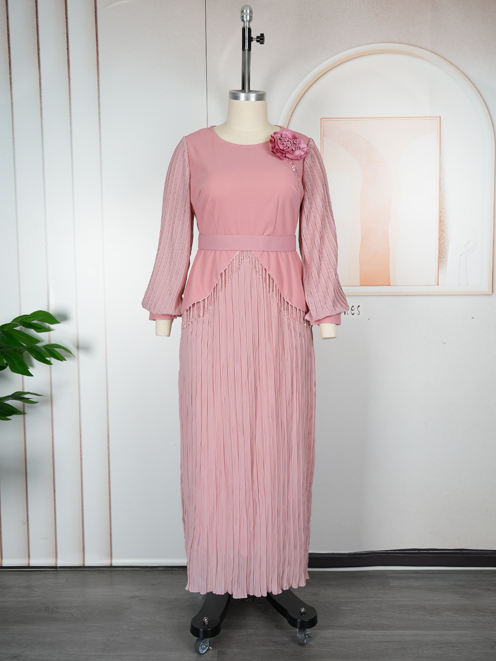 Modest Evening Party New Fashion Elegant Rich Dress Banquet Pleated Chiffon  Dresses for Women