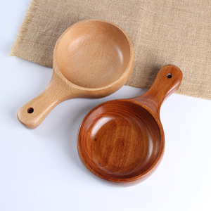 Bol en bois massif de style japonais avec poignée, fait main, multifonctionnel, pour hôtel, alimentation, cadeaux - Product Image 1