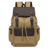Vintage Canvas Backpack Men Waterproof Retro Laptop Bag Durable Large Capacity School Travel Rucksack Wholesale Custom Polyester