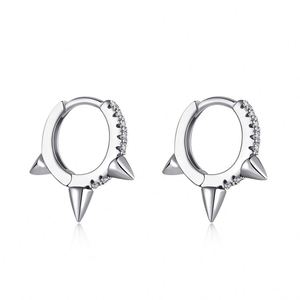 Dylam Personalized Solid 925 Sterling Silver Rhodium 18K Gold Plated 5A Zirconia <b>Tiny</b> Punk Rivet <b>Hoop</b> <b>Earrings</b> - Product Image 1