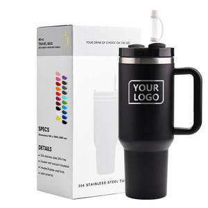 Gobelet isotherme en acier inoxydable doré de 40 oz, avec poignée et logo personnalisé, double paroi sous vide, vente en gros 2024 - Product Image 1