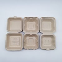Contenants d'emballage pour repas en forme de coquille de palourde de l'usine YANGRUI, résistants à l'huile, en canne à sucre moulée, boîtes alimentaires en papier à emporter