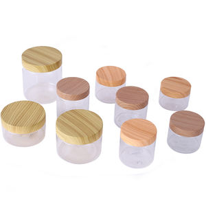 Vente en gros de pots en PET ambrés vides pour crème pour le visage avec couvercle en bois, 50g, 60g, 100g, 150g, pour cosmétiques - Product Image 6