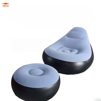 Ensemble de canapé gonflable moderne et pliable en PVC avec repose-pieds, fauteuil de relaxation floqué et dossier inclinable