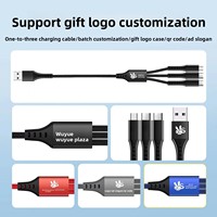 Câble de données 3-en-1 66W pour téléphones mobiles avec connecteurs USB-A/Type-C - Ligne de charge rapide 3A