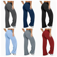 Pantalon de yoga sport taille haute à jambes larges, effet push-up, infroissable, longueur intégrale, couleurs contrastées, très tendance