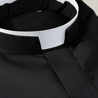 Chemise de clergé à manches longues en coton 100 % OEM, avec logo personnalisé et col à étiquette noire, pour hommes, ministres et prêtres – Vente en gros