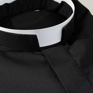 Chemise de clergé à manches longues en coton 100 % OEM, avec logo personnalisé et col à étiquette noire, pour hommes, ministres et prêtres – Vente en gros - Product Image 3
