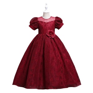Robe de princesse en dentelle florale pour enfants, robe de bal bleu ciel, décolleté en cœur, robe de demoiselle d'honneur - Product Image 4