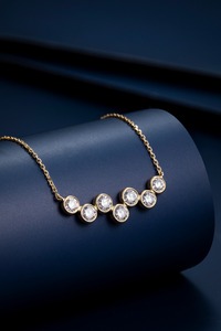 Collar Gargantilla de Oro Amarillo Sólido de 14k con Diamantes Reales para Mujer, Joyería Fina Clásica - Product Image 4