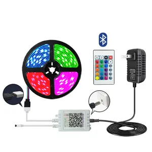 Venda quente 12V 50ft 15M 5050 RGB Music Sync Cor Mudar Remoto App Controle Flexível Smart Led Strip Light