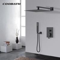 Ensemble de douche à effet pluie avec robinet dissimulé, système de douche mural en cuivre moderne pour hôtel et appartement