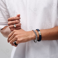 Gemnel prime 316l en acier inoxydable pvd or noir placage chunky signet bande anneau de mode hommes