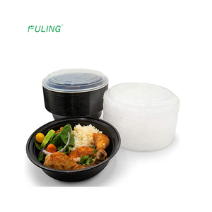 Mangkuk Sup Mie Sekali Pakai, Mangkuk Plastik Kemasan Makanan 24Oz 38Oz 32Oz untuk Mangkuk Salad Hitam dengan Tutup Bening - Product Image 5