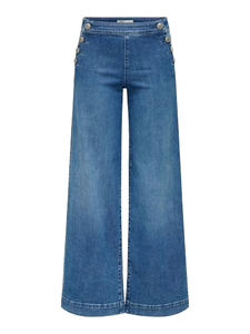 Jeans de Mezclilla de Cintura Alta y Pierna Recta para Mujer, Transpirables, Lavado Claro, con Botones Laterales, Estilo Vintage Simple, para Primavera, Verano y Otoño - Product Image 1