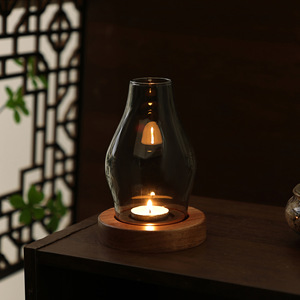 Lampada per Candele e Incenso <span class=keywords><strong>Vintage</strong></span>, Stufa per Aromaterapia Stile Cinese, Portacandele in Vetro Antivento Fatto a Mano con Paralume in Vetro - Product Image 4