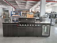 Portable Jardin 304 Noir En Acier Inoxydable Robuste De Luxe Cuisine Extérieure Ensemble Complet Gaz BBQ Grill Cabinet Cadre Île Granit