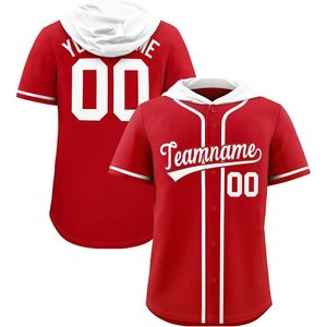 Custom Hooded <b>Baseball</b> Jersey Personalized Button Down Team Uniform Stitched Printed Name Number Unisex Adult Breathable - Product Image 1