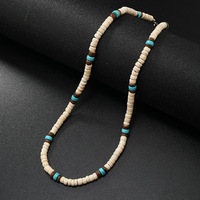 Nouveau Collier Bohème Vintage Hawaïen pour Homme, Perles, Été, Surf, Noix de Coco, Turquoise