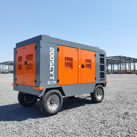 Compresseur d'air industriel portable à vis 200SCY, entraîné par diesel, 780cfm, 18bar, 22bar, haute pression, refroidi par air, contrôle PLC pour l'exploitation minière