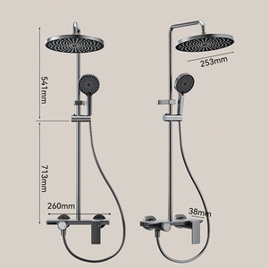 Juego de Ducha Moderno de Lujo en Gris Metálico para Hotel, Grifo Mezclador de Ducha, Sistema Completo para Baño, Efecto Lluvia, Alta Calidad - Product Image 4