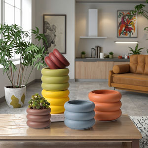Macetas de cerámica decorativas para el hogar, adornos creativos de Color caramelo, macetas de flores, <span class=keywords><strong>maceta</strong></span> suculenta de cerámica - Product Image 1