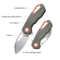 Couteau de poche pliant en acier inoxydable 3Cr13, manche en plastique PP, clip de fixation, pour camping en plein air, vente en gros