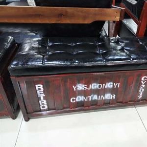 Panca in pelle Vintage europea panca per scarpe multifunzione pouf sgabello contenitore contenitore creativo sgabello negozio di abbigliamento - Product Image 3