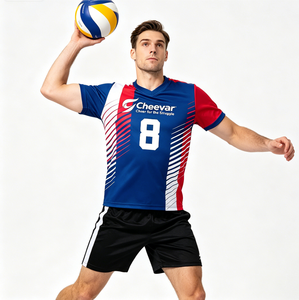 Maillots de volley-ball respirants pour hommes, t-shirt de volley-ball à col en V, vêtements de volley-ball - Product Image 1