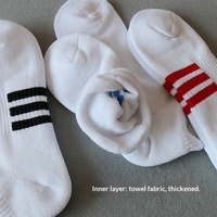Chaussettes courtes de sport pour hommes, personnalisables avec logo, à trois bandes, en maille épaisse, à rayures, pour le badminton et les loisirs, collection printemps